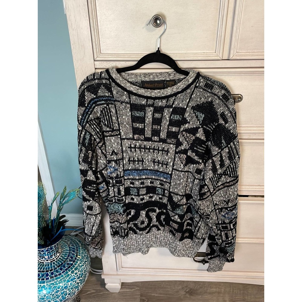 Vintage Michael Gerald Men's Geometric Grandpa Cosby Pullover Sweater Sz L